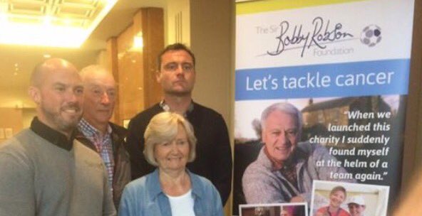 Lady Elsie Robson and Steve Harper with Paul Stancliffe and David Phillips following RGC being thanked for the donation from our Charity Day