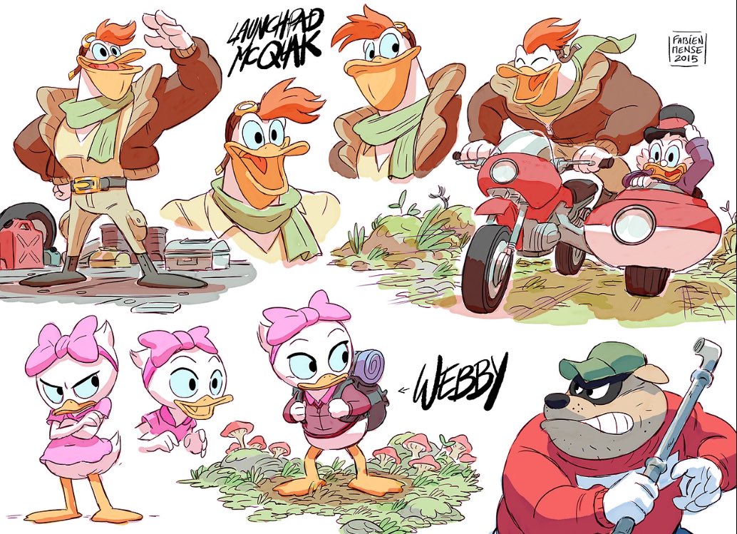 More early visdev on Ducktales (secondary characters and new style nephews) #Ducktales #DisneyXD 
