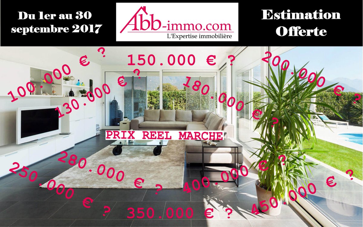 abbimmo's tweet photo. Du 1er au 30 septembre 2017, nous vous offrons votre estimation Immobilière.
#Estimationofferte #Expertise
Contact: https://t.co/50lM29SZHI https://t.co/XCyxaKLpC7