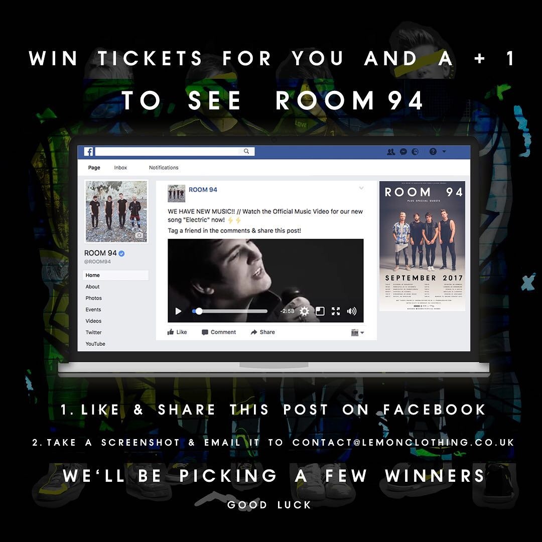 LemonClothing's tweet photo. WIN TICKETS TO SEE @ROOM94 LIVE ON TOUR!!!

SHARE THIS POST ---> https://t.co/VIEMQBItFE  screenshot it and email it to the email below! ⬇ https://t.co/ECLnrR92PC