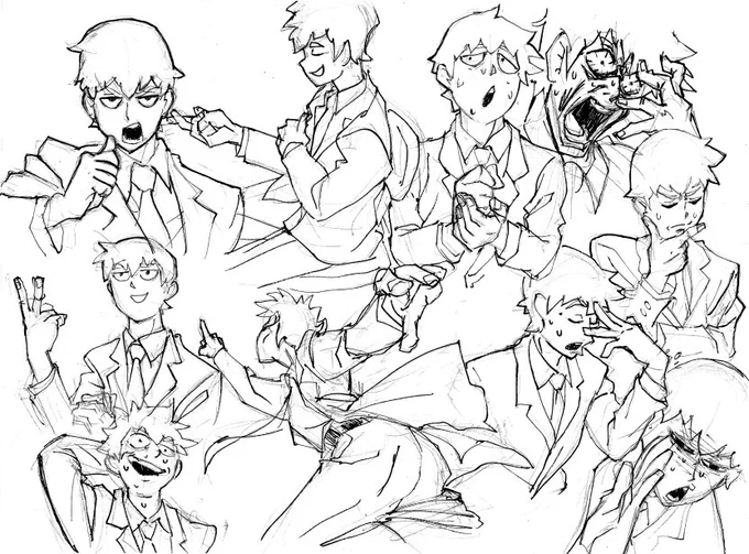 rewatching mob and drew some reigens studies since hes got tons of really good and expressive gestures 