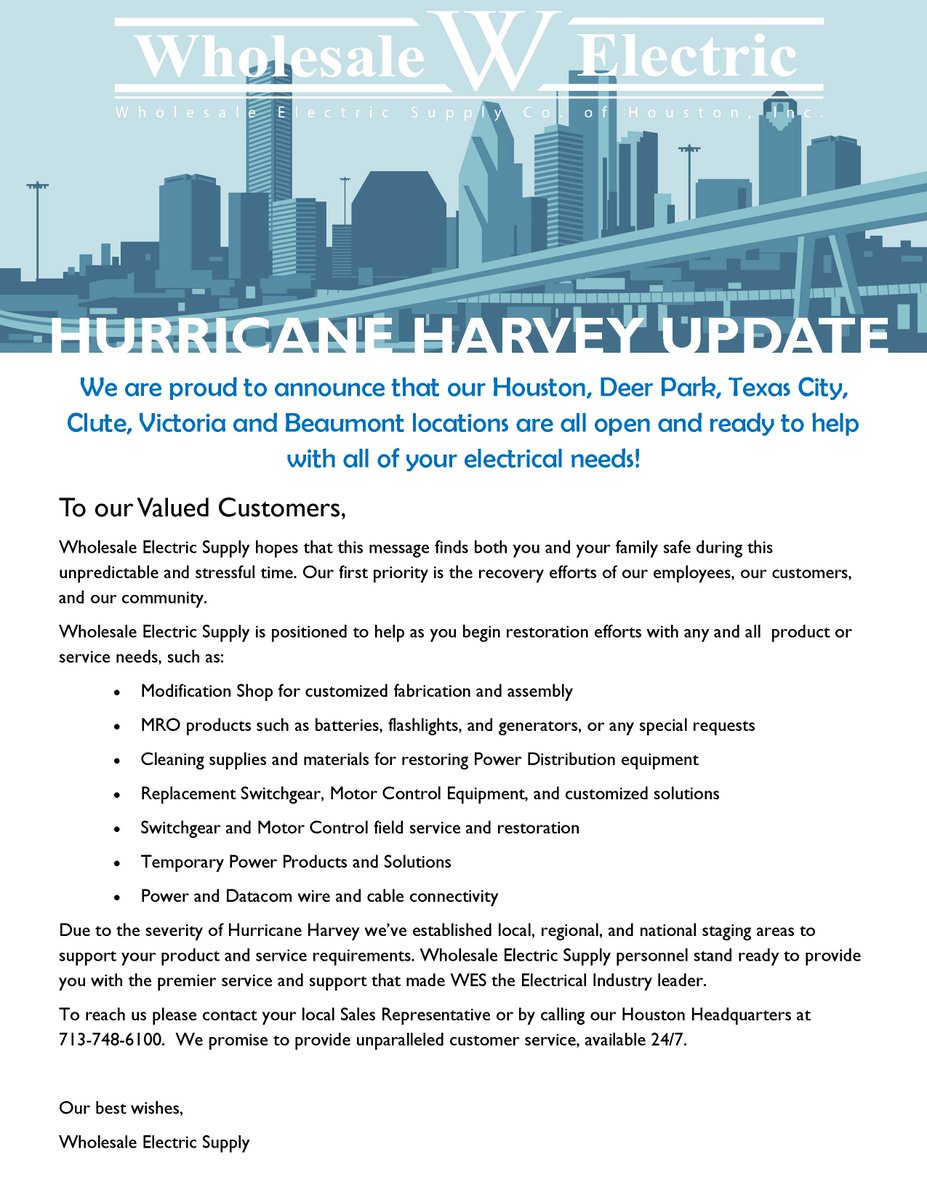 WholesaleElecCo's tweet photo. Our locations are all open and ready to help with all of your electrical needs! https://t.co/OGOagicjwz