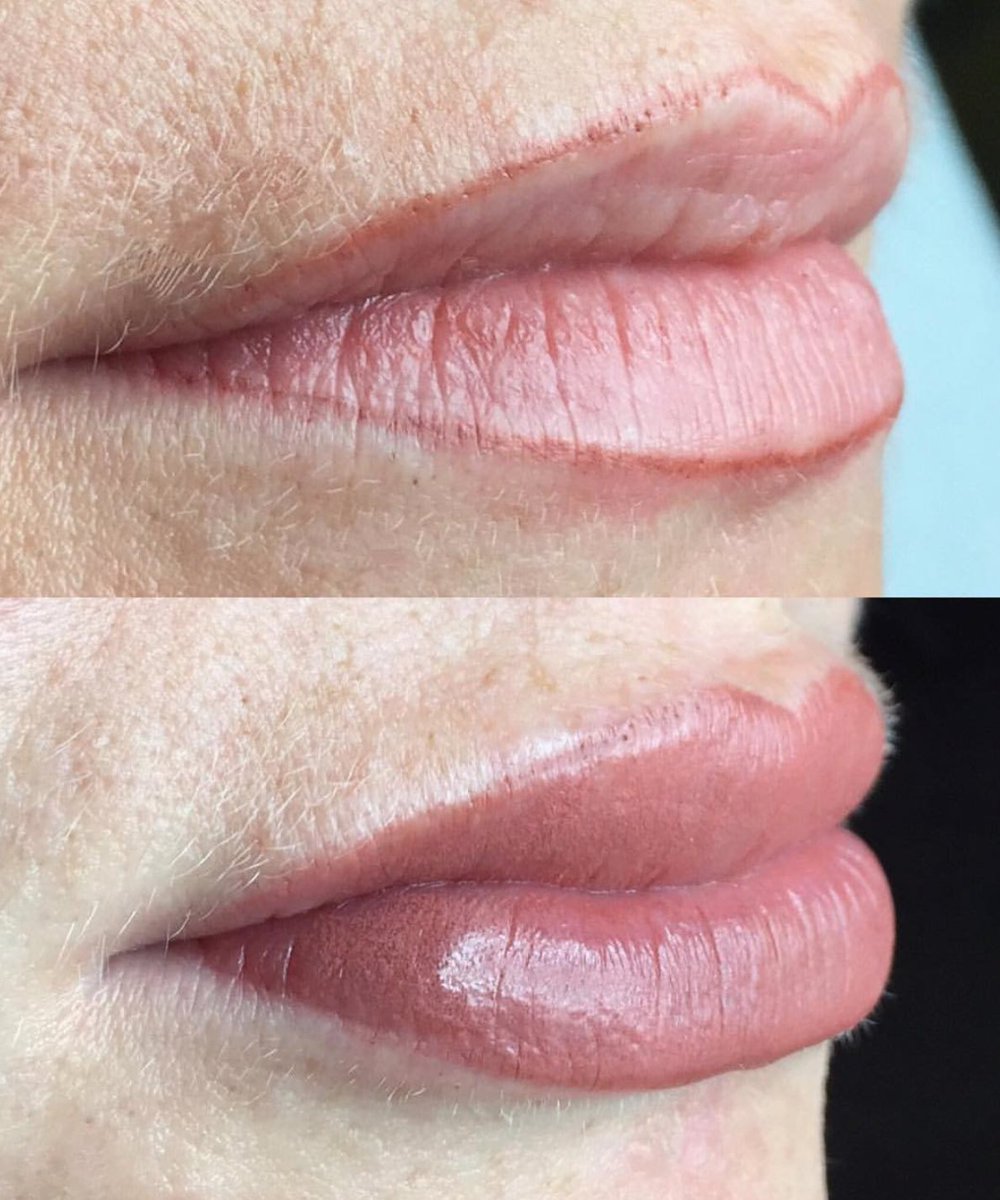 PermaBlend's tweet photo. Top picture is after the lining of the lips, bottom is after shading was completed by Master Artist @xo_joelle_ using #permablend https://t.co/vUdwHmKqc9