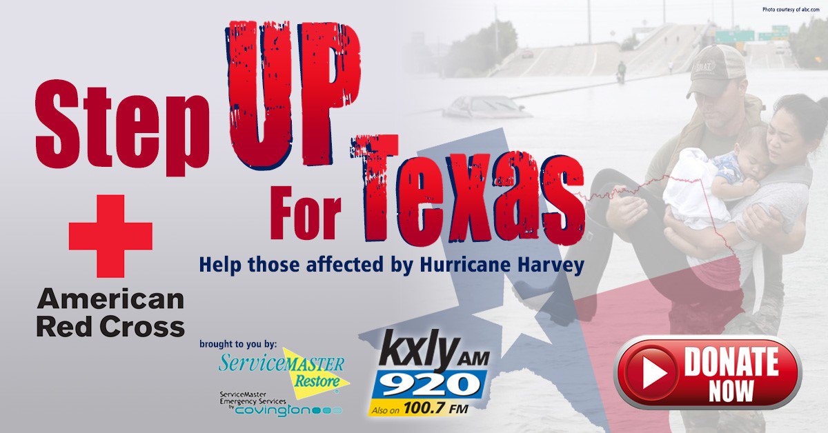 kxly920's tweet photo. Help #HoustonFlooding victims. Impact lives. Donate now https://t.co/MKGcflR98D @RedCross @RedCrossNW #StepUpForTexas https://t.co/E6OWLf5LLJ