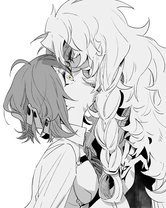 髪を触りながらキスをするソロぐだ♀っていう診断がでたんだけど、日付が変わって診断結果が消えたけど描いた 