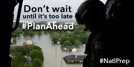 USCG's tweet photo. Why wait till disaster strikes? Plan Ahead to ensure you &amp; your family are safe! Follow hashtags #PlanAhead &amp; #NatlPrep for tips. https://t.co/11pYigBZHr