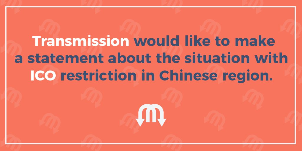 tmisssion's tweet photo. Transmission statement on the latest news Chinese government ICO restriction.

https://t.co/CwXw0e07mn

#tmn #ico #crowdsale #ethereum https://t.co/zGOvQZk98p