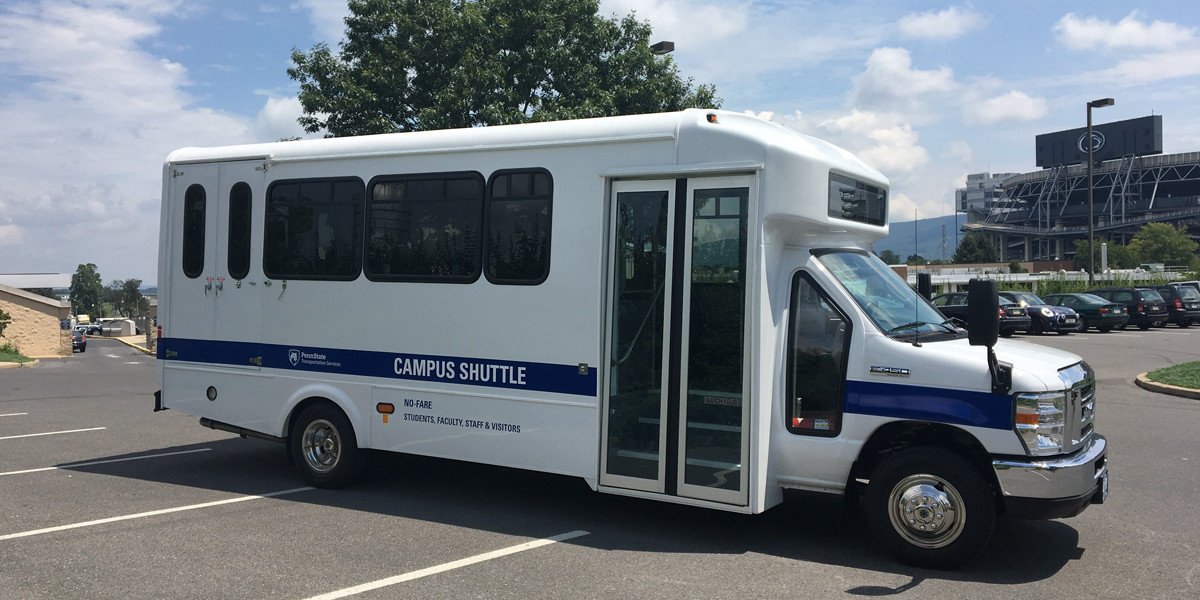 Avoid the rain and ride the Campus Shuttle! Two convenient routes, with real-time shuttle info via the TransLoc Rider app #PennState