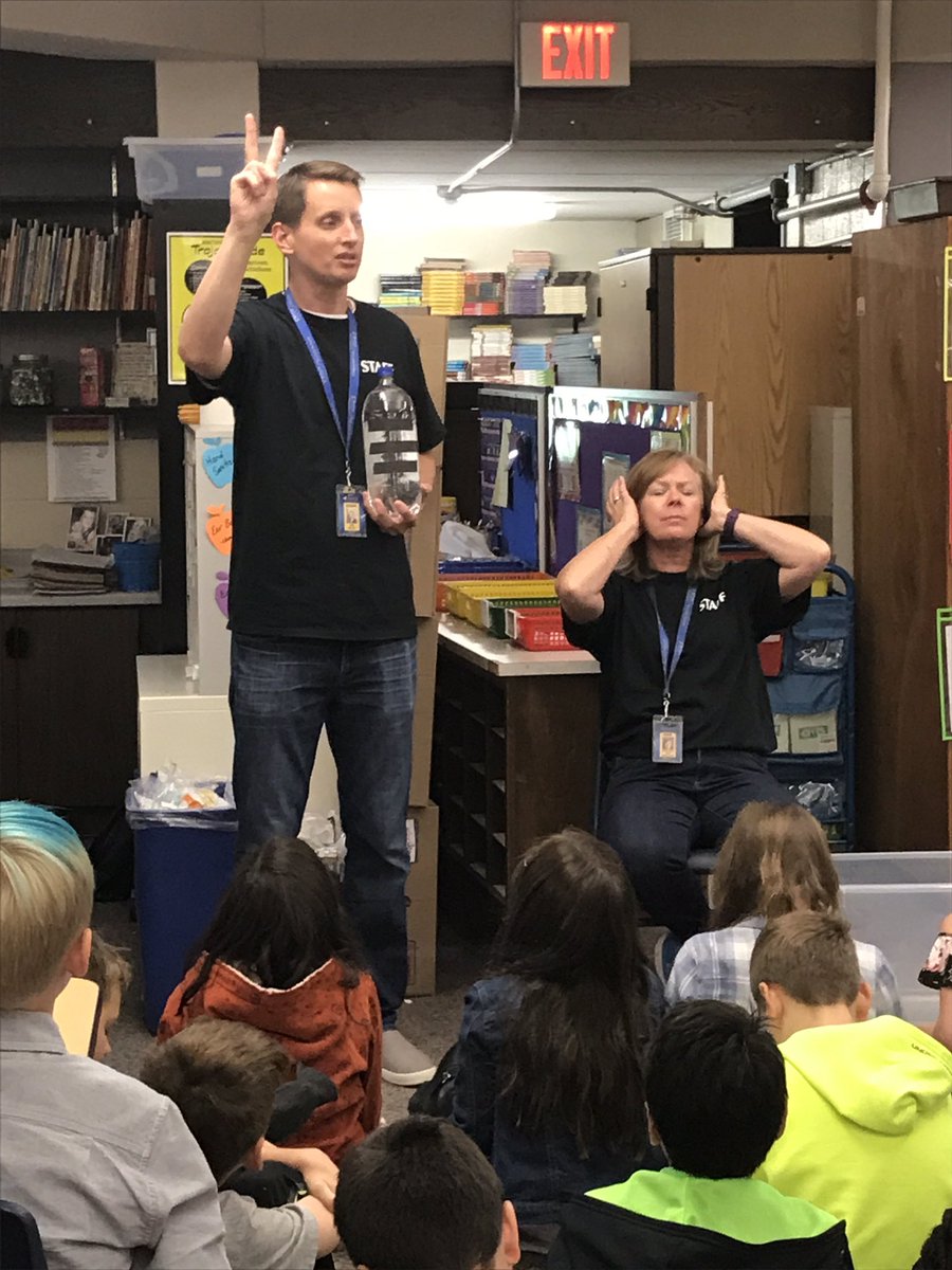 BirchviewWPS's tweet photo. 5th grade starting the day of with science. Why didn't Mrs.  Carlson get wet? Ask a 5th grader. #BVRox #coolscience https://t.co/G6sheiaIPi
