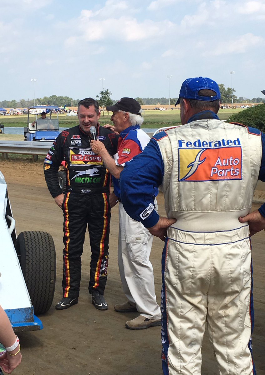 GeneralTire's tweet photo. Prior to the #GRABBER100 yesterday fans watched ARCA team owner @KenSchrader win the modified race while @TonyStewart came from last to 2nd. https://t.co/JQzYQC82hl