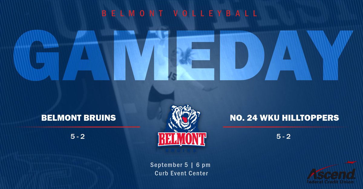 BelmontVB's tweet photo. Hope to see you in the Curb TONIGHT as we host No. 24 WKU at 6pm!
#itsbruintime
#refusetorelent https://t.co/wSMxW6F4wh
