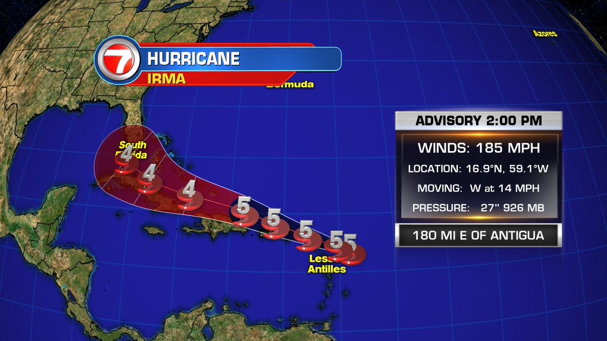 7Weather's tweet photo. Here is the latest forecast track on #Irma https://t.co/0KprZfsswX