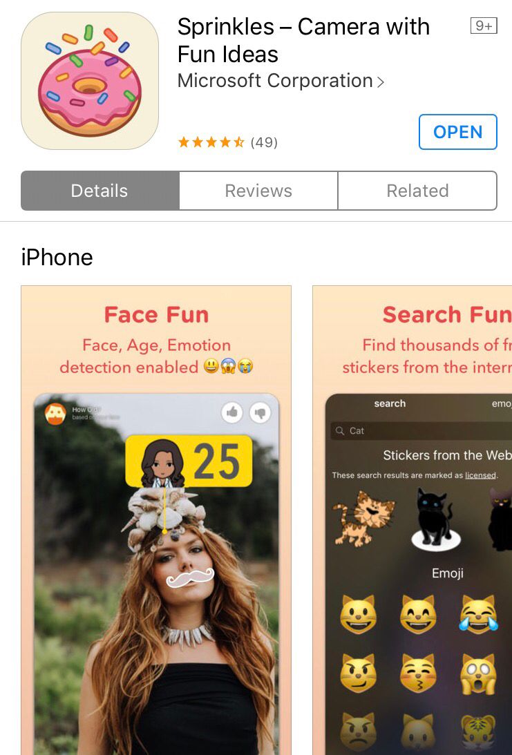 SkinnysDecatur's tweet image. Today we want to talk about sprinkles, an app developed by
 Microsoft. This app takes the guess work out of your 242nd selfie of the day 🍩