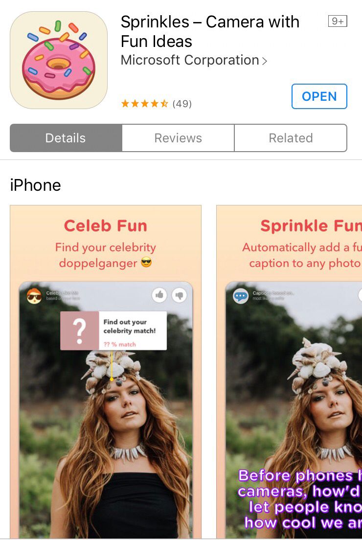 SkinnysDecatur's tweet image. Today we want to talk about sprinkles, an app developed by
 Microsoft. This app takes the guess work out of your 242nd selfie of the day 🍩