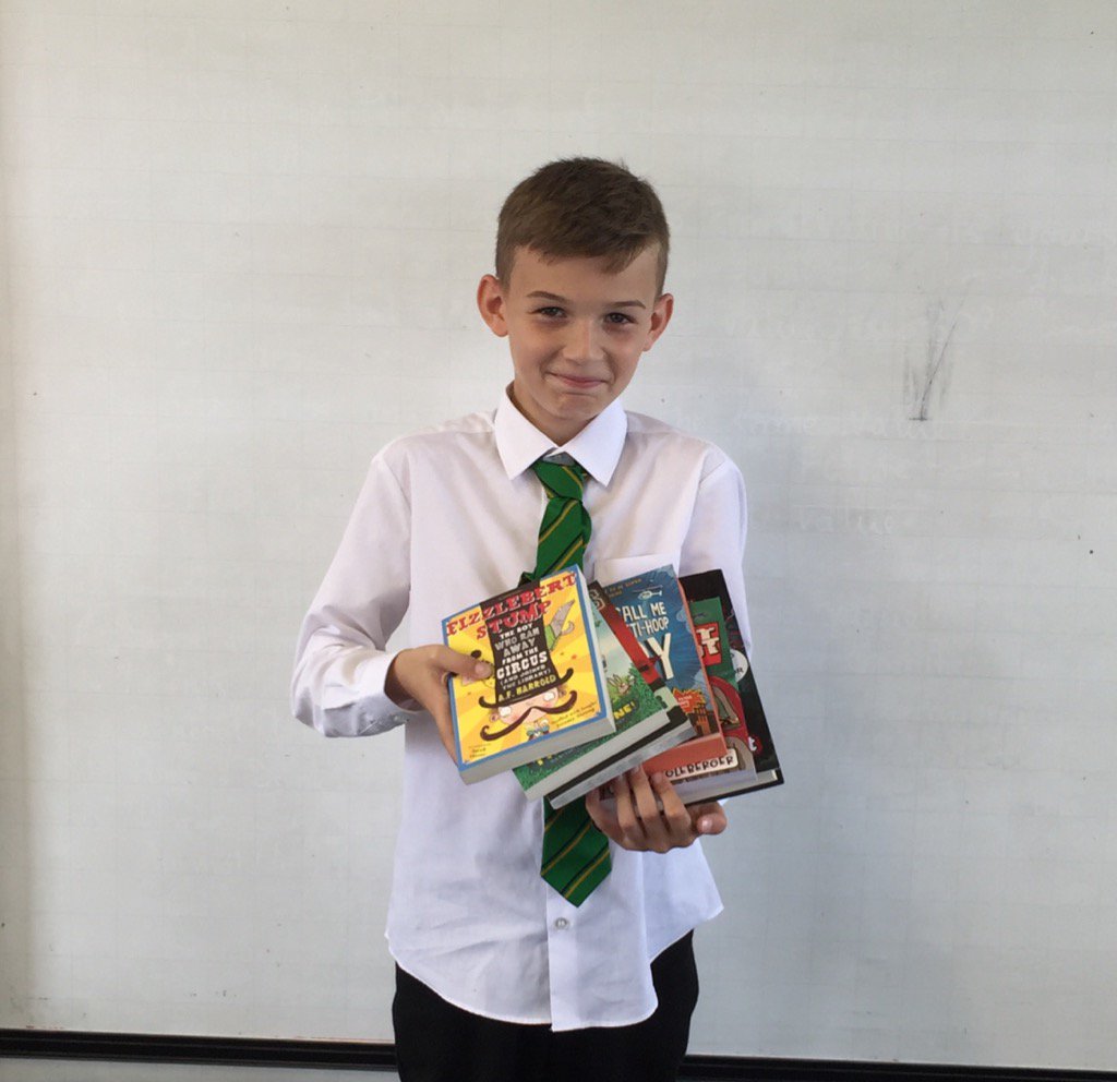 MrsH_StP's tweet photo. Congratulations! This boy won a competition at the First Minister's Reading Challenge day out! https://t.co/3ASjWn2jyE