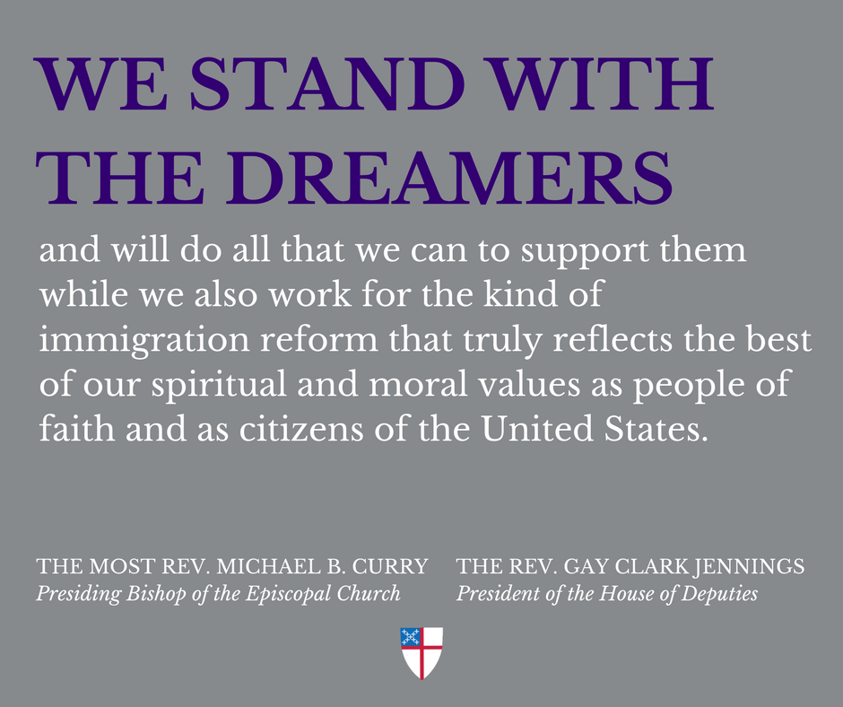PB_Curry's tweet image. "We stand with the Dreamers and will do all that we can to support them." Read the whole statement at bit.ly/episcopaldream… #Episcopal