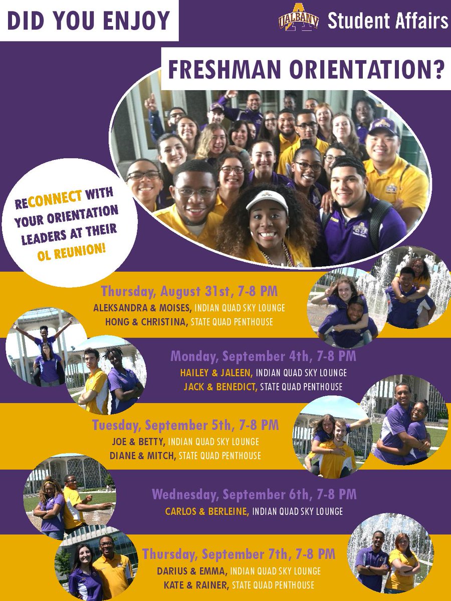 UAlbanyOTP's tweet photo. Hey #Classof2021! Reconnect with @OL_JoeT , @OL_BettyD, @OL_Diane, and @ol_mitch tonight @ 7-8 pm. Refer to flyer for more info. https://t.co/y56UJj7qBa