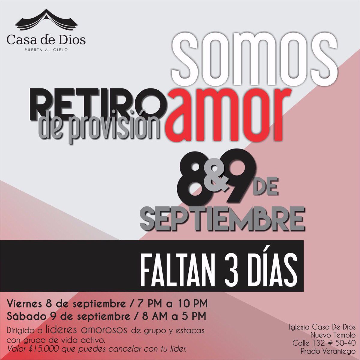 CasadeDiosCol's tweet photo. - Estamos a 3 días de iniciar nuestro retiro de provisión #SomosAmor #casadedioscolombia https://t.co/kJtZdn3mHR