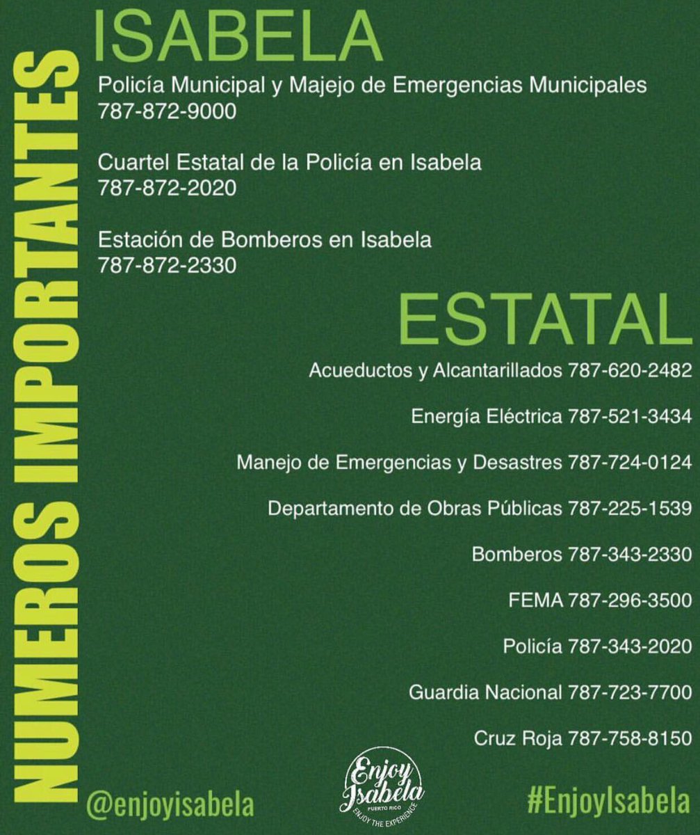 GallitosIsabela's tweet photo. Información de refugios y números de teléfonos importantes https://t.co/hNc3Zyhtzv