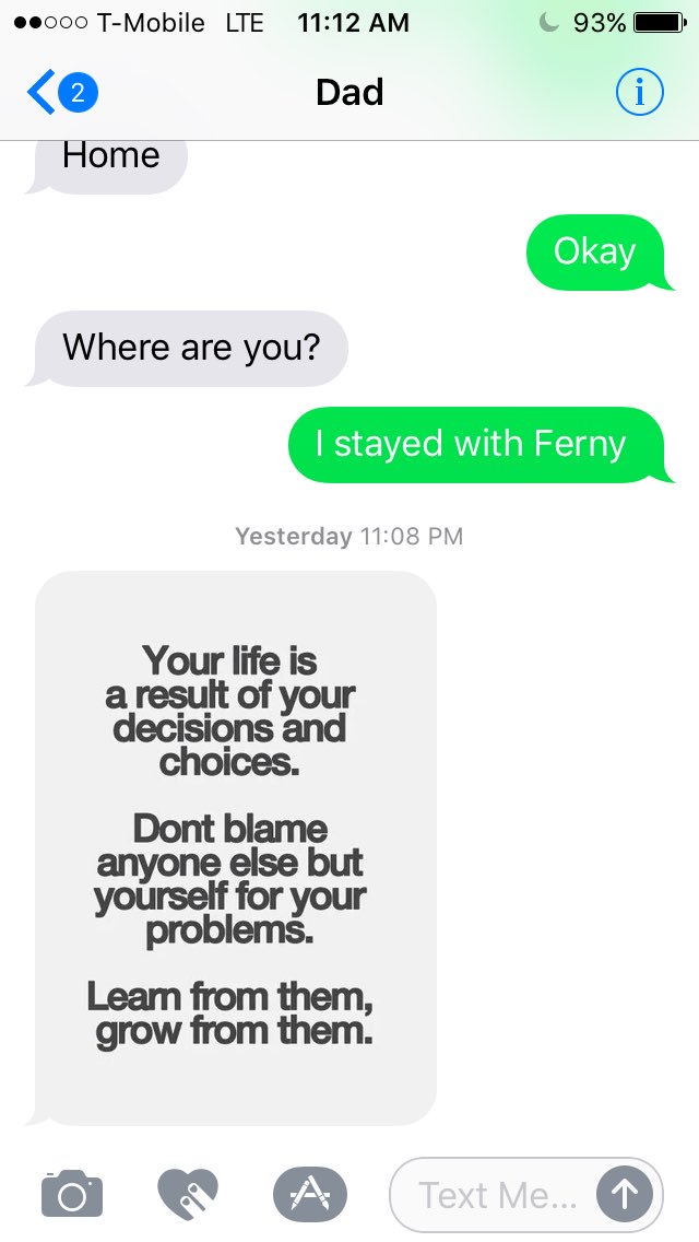 ohcindyvan's tweet image. Learn from them grow from them, wise words from dad.. #randomtext