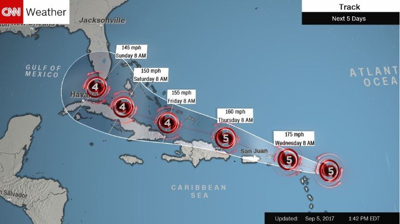 heyleger's tweet photo. Catastrophic Hurricane Irma is a Category 5 storm from CNN https://t.co/PlTdlulSQQ https://t.co/0bdT7wI7at
