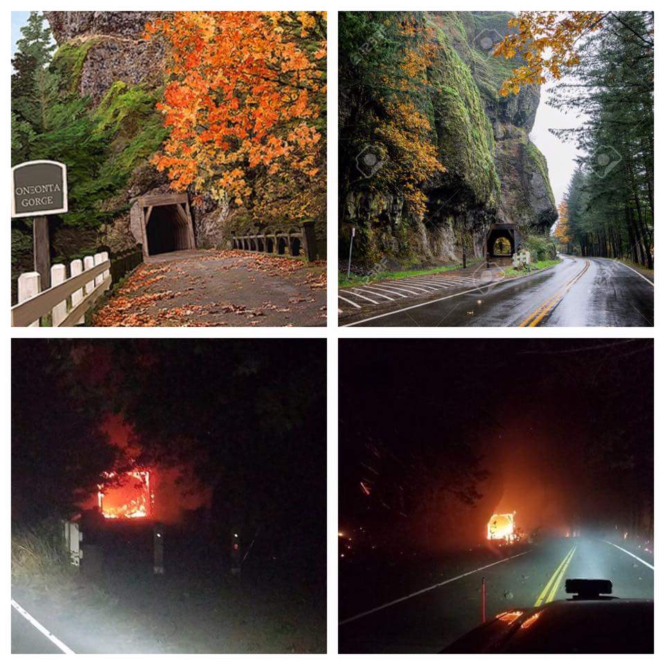PDXtraci's tweet image. Oneonta tunnel on fire. Heartbreaking #devastation #EagleCreekFire