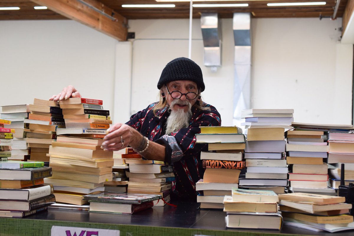 Resident book Guru, Mel Ash. Mel's awesome curated selection of used books is 100% worth exploring. #madmonk #rasputin #berkeley