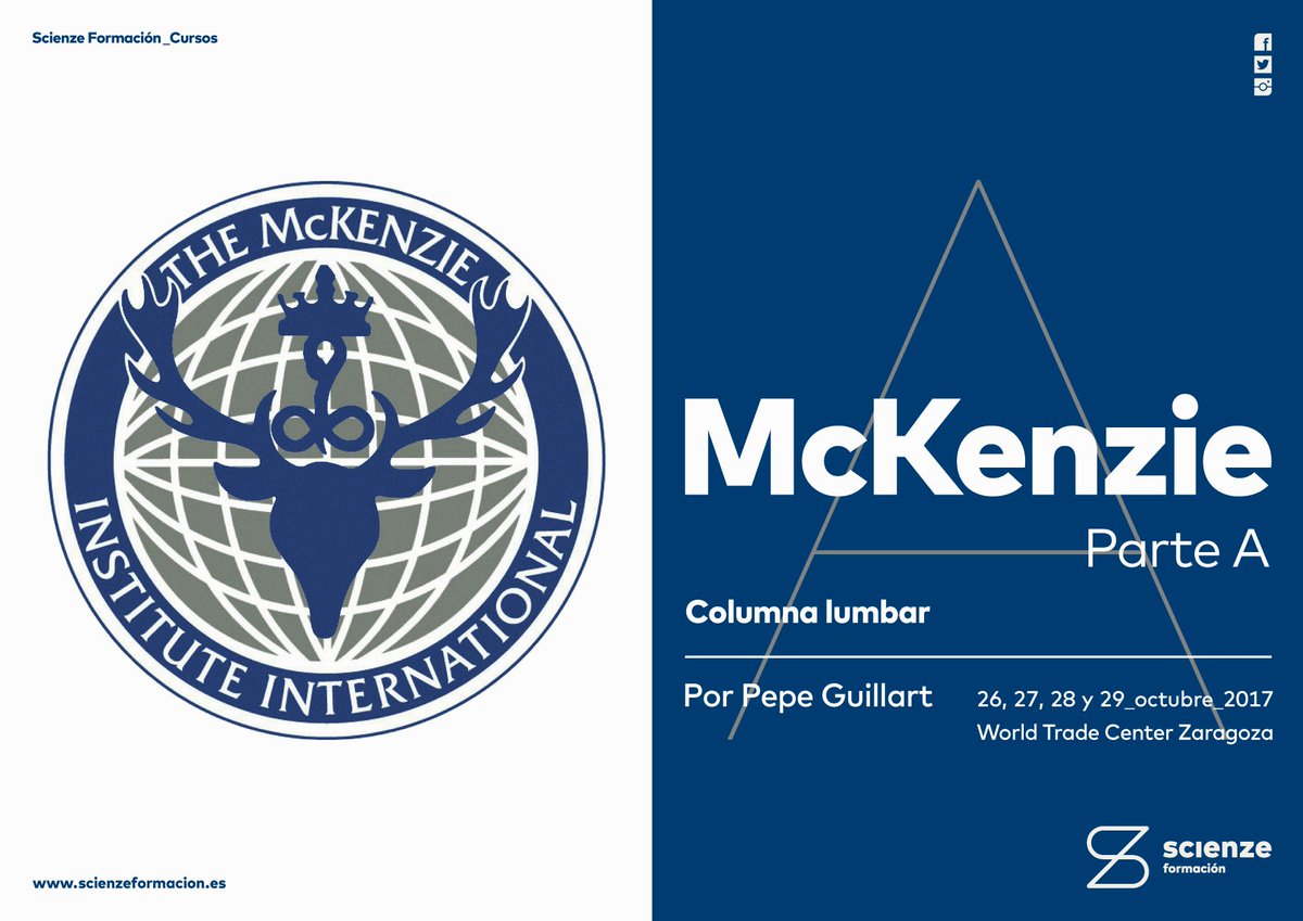 #Octubre #Zaragoza <a href="/mckenzie_es/">McKenzie España</a> parte A con <a href="/fisiotri/">Tri</a>, acreditado con 4,8 créditos por CFC, ¡No te quedes sin plaza!
#Fisioterapia #SZMDTA