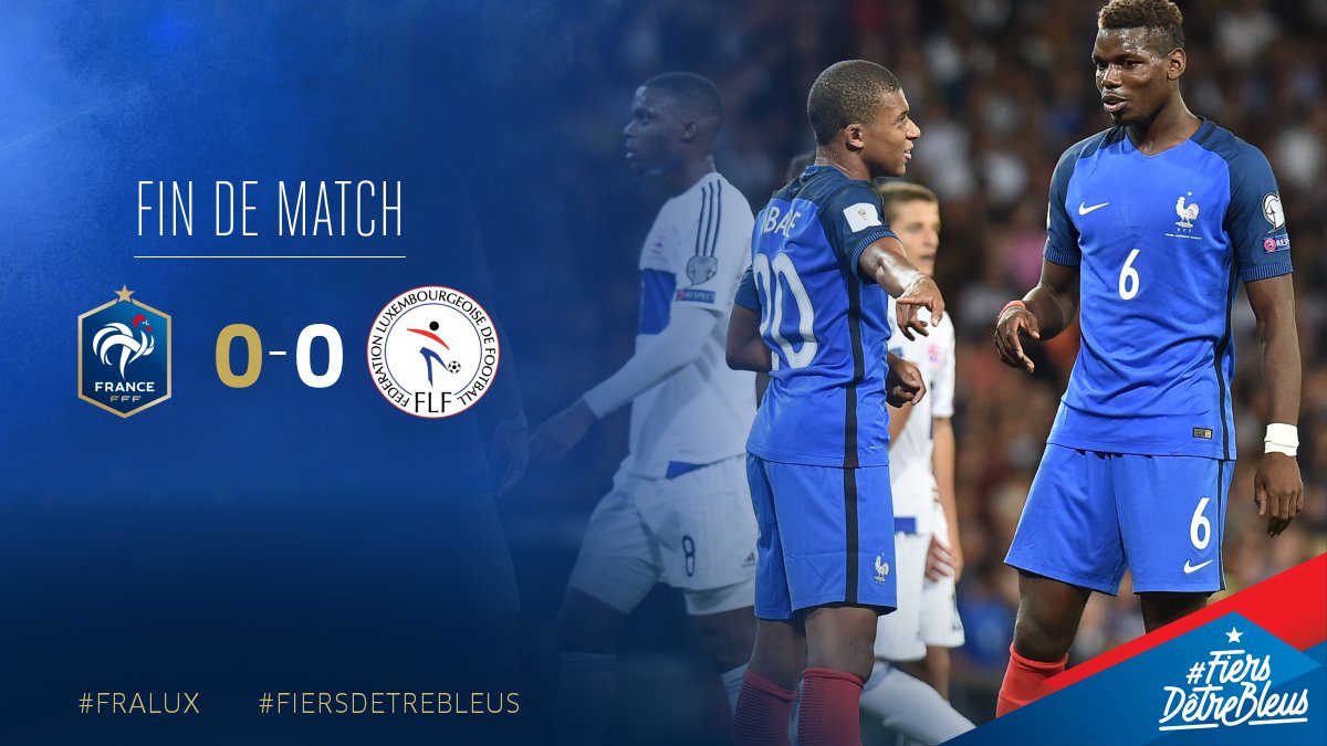 equipedefrance's tweet photo. C'est terminé, les Bleus ont tout essayé mais les Luxembourgeois ont tenu bon jusqu'au bout!  #FRALUX #FiersdetreBleus https://t.co/hFoE0YiIdm
