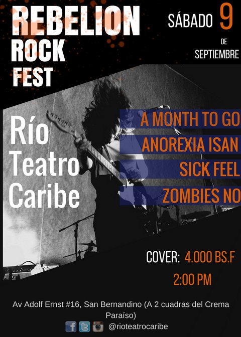 AMonthToGo's tweet image. #RebelionRockFest: @AMonthToGo + @anorexiaisan + @SickFeel @ZombiesNO el #9Sep en @rioteatrocaribe