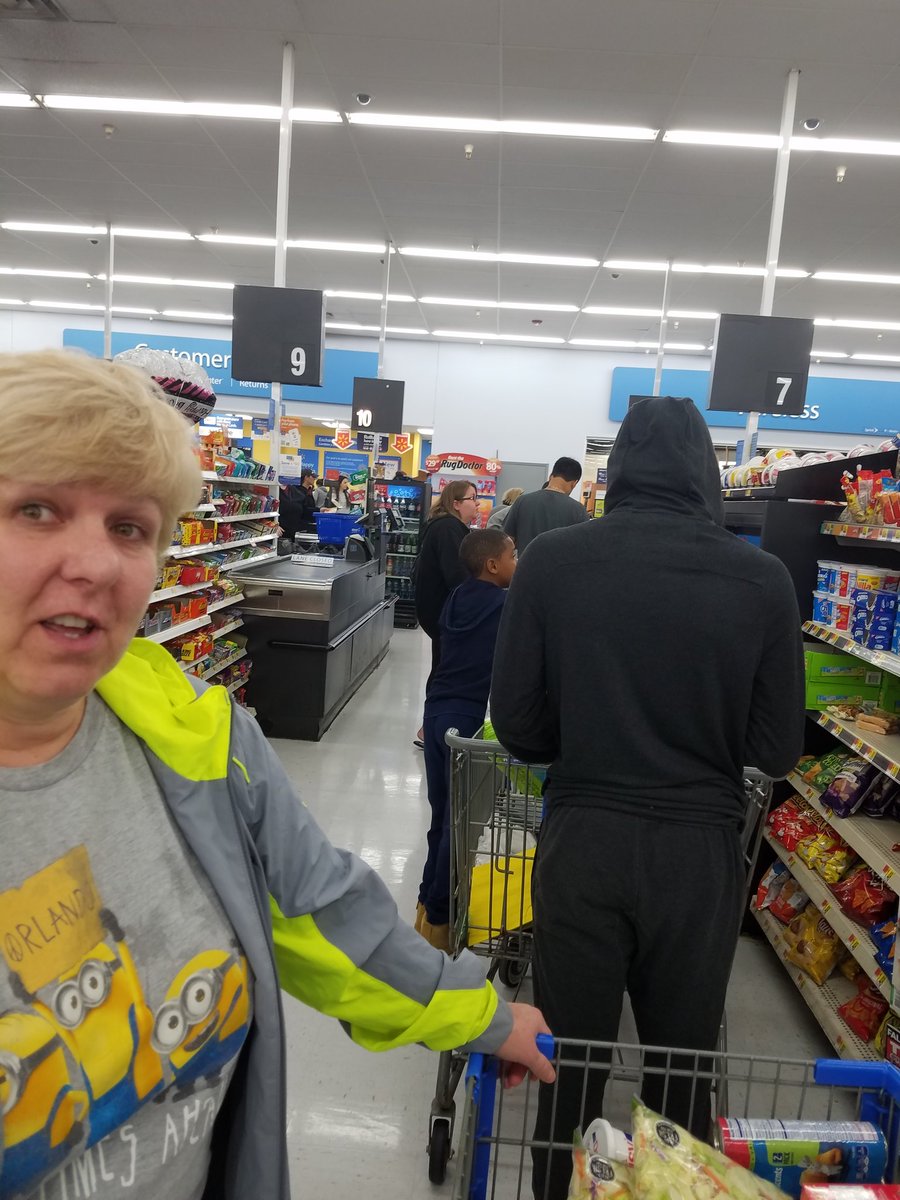 k8bartholomew's tweet photo. Holy shit how does @Walmart not have more than 5 registers open for people with full carts. We have been in line for 20 minutes. https://t.co/0qjC3dolkD