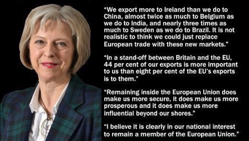 RichardGCorbett's tweet photo. Remember what #TheresaMay used to say
&amp; remember that facts don't cease to exist because you suddenly choose to ignore them!
#StopBrexitHour https://t.co/ne9paTe73d
