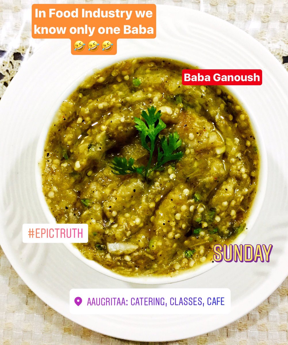 chefshivghosh's tweet photo. The only Baba we know is #BabaGanoush 🤣🤣🤣 #EpicTruth #Foodie #Chef #ChefTalks #KitchenIsLife #MediterraneanFood https://t.co/HRWqXRaFep