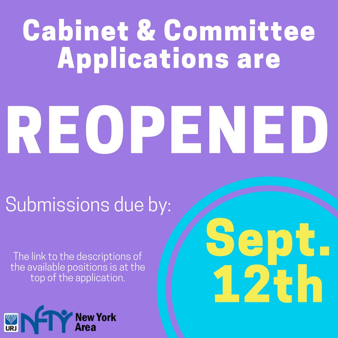 nftynarcvp's tweet photo. Hello NFTY NAR!! Cabinet and committee applications have been REOPENED. Apply NOW and tell your friends too!

https://t.co/XpjCI2pQ7j https://t.co/a7PjtTCT8O