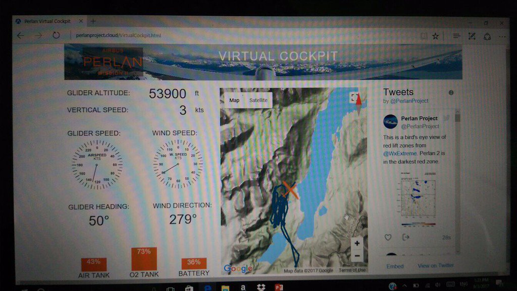 Lkennick's tweet photo. Unofficial new world altitude record just set by Airbus Perlan 2 stratospheric glider above El Calafate Argentina https://t.co/dSw7U0Ofzp