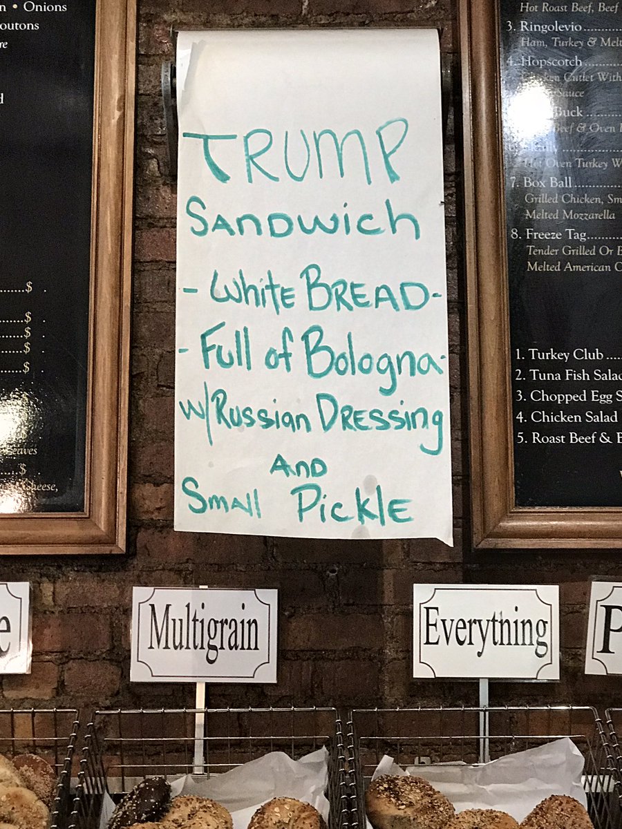 gochrisgo's tweet photo. I'll pass on the special. #signsofnyc #fullofbologna #TrumpRussia https://t.co/dZ5FYsmR8m
