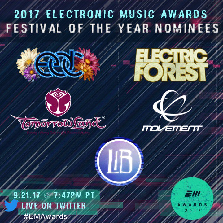 theemawards's tweet photo. 2017 Festival of the Year Nominees!
Watch the #EMAwards live on @Twitter - 9/21 @ 7:47pm PT 
Attend in #DTLA: https://t.co/u8cGH0DXa5 https://t.co/BHCNu2q8iN