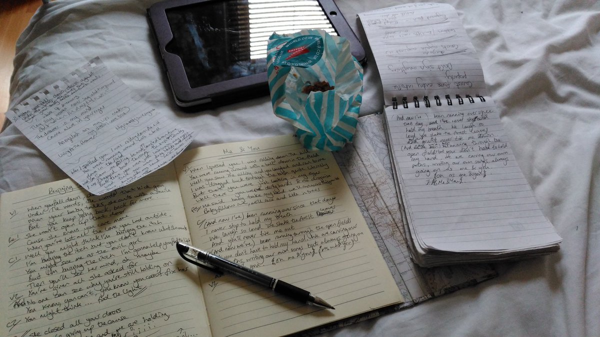 Songwriting day.. with fudge! Yum! #songwriter #singer #lyrics #notebooks #snacks #music #write #create #artist #original #soul #pop #rock