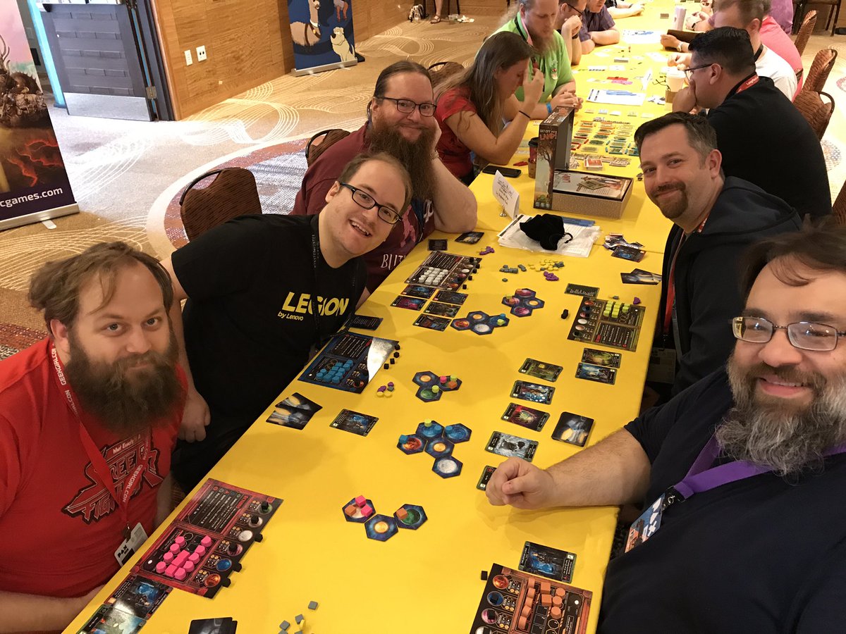 playtestNW's tweet photo. #PlaytestingAtPAX with #Horizons, #AbstractAcademy, #DiceOfPirates, #GetOffMyLand. Thanks to our sponsors @_dailymagic_ @rttgamepub @BHGames https://t.co/1DkV23i1O9