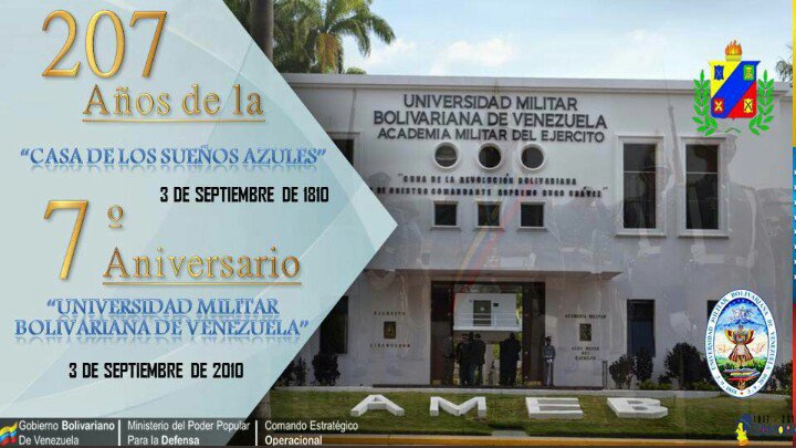 CAFMA_AMB's tweet photo. #AMEBForjadoresdeLaPatria
Hace 207 Años fue fundada la Academia Militar de Venezuela, casa de estudio con ideales para defensa de la patria https://t.co/6juWKfWXKo