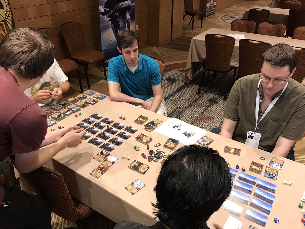 playtestNW's tweet photo. #PlaytestingAtPAX with #Chocolatiers, #WhoWearsTheCrown, #DollarsToDonuts, #Ivion. Thanks to our sponsors @_dailymagic_ @rttgamepub @BHGames https://t.co/9tvLHo2ABU