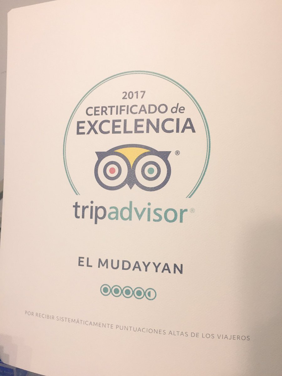 ¡GRACIAS! 
Otro año "premiados" por @TripAdvisor gracias a todos los que nos visitáis y dejáis vuestra opinión sobre <a href="/ElMudayyan/">Hotel El Mudayyan</a>