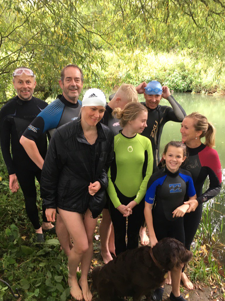 rosswelford's tweet photo. Heavy rain and low temps didn't dampen the spirits in the 3rd annual Buscot to Kelmscot swim #kelmscot #wildswim https://t.co/W5g1GZN9Ra