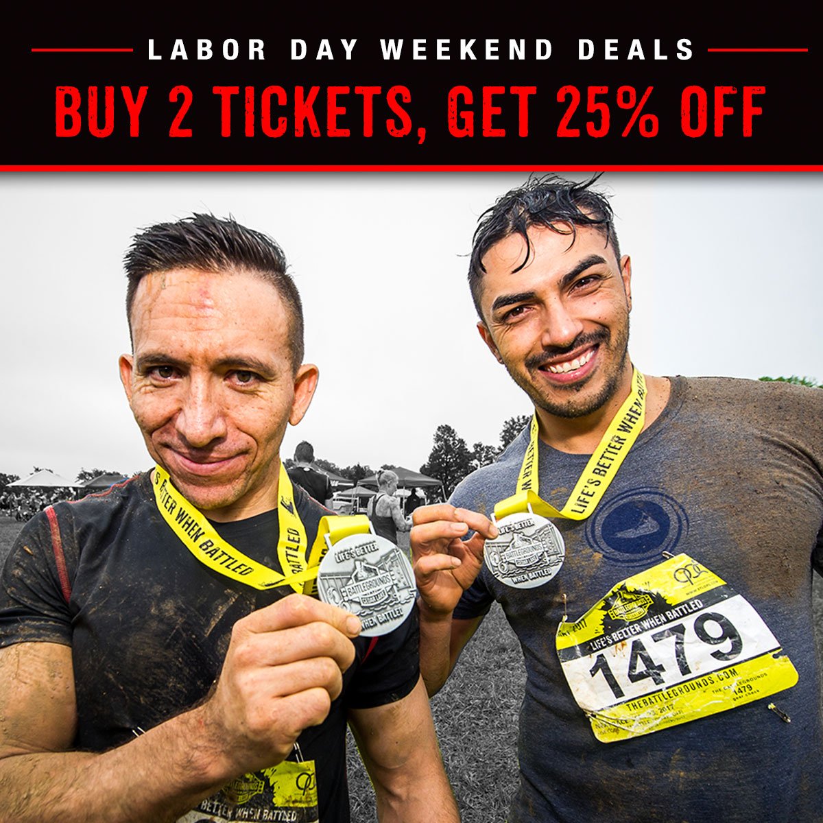 BattlegroundRun's tweet photo. OFFER ENDS TOMORROW: Buy 3, Get 1 Free, or Buy 2, Get 25% Off
Use promo code 'GET2WORK' &amp; sign up for our 9/23 race: https://t.co/jVYcyfZDAP https://t.co/Vi4nlrfkmx