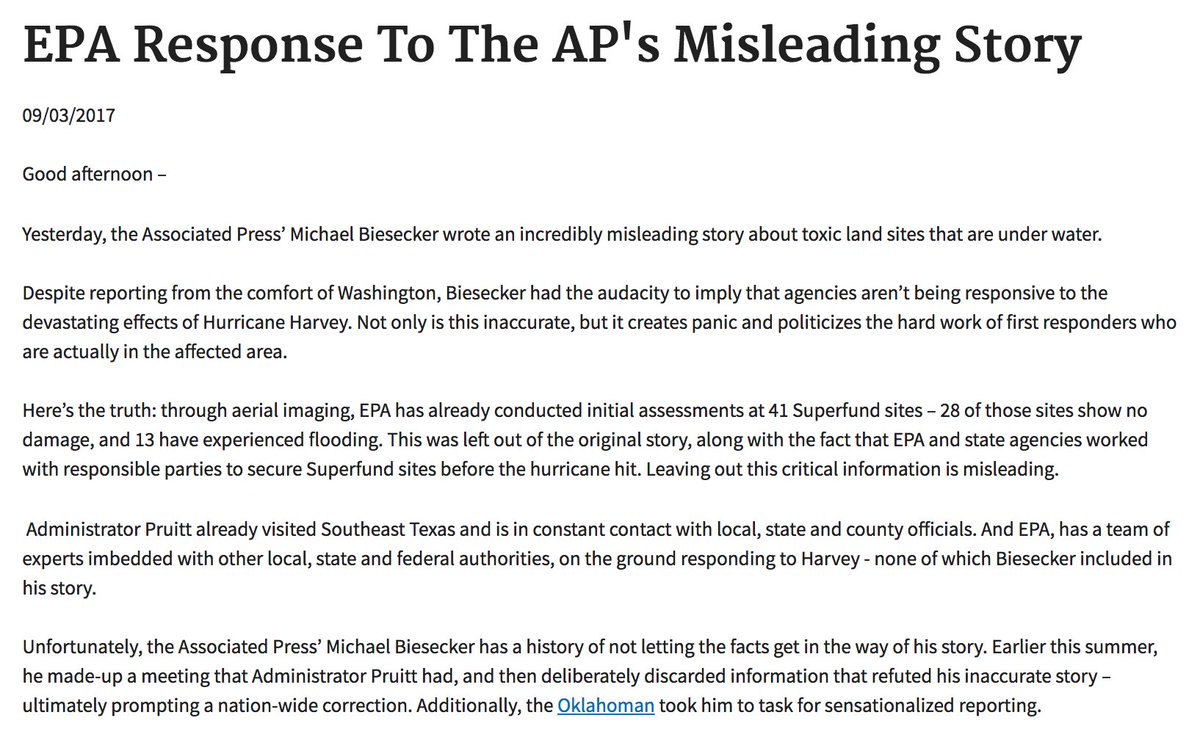 Associated Press fake news! Claims EPA isn't on scene in Houston