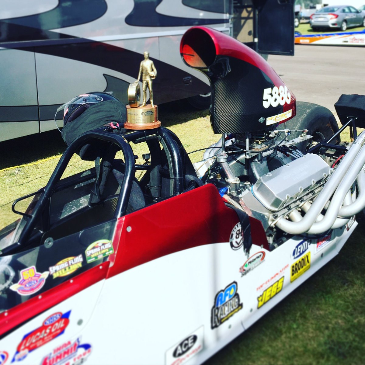 EricGoulden's tweet photo. New addition to the trophy case. #wally #supercomp #rockymountainnationals #588G @NHRA https://t.co/cNk99SLLgv