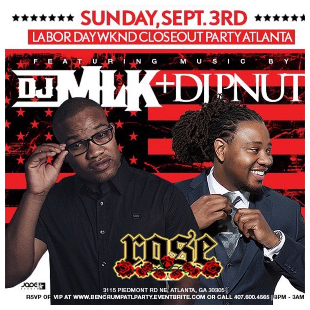 Tonight <a href="/RoseBarAtlanta/">Rose Bar Atlanta</a> hosted by <a href="/AttorneyCrump/">Ben Crump</a>  and  the Stone Montain nupes. #LaborDayWeekend  no work on Monday.