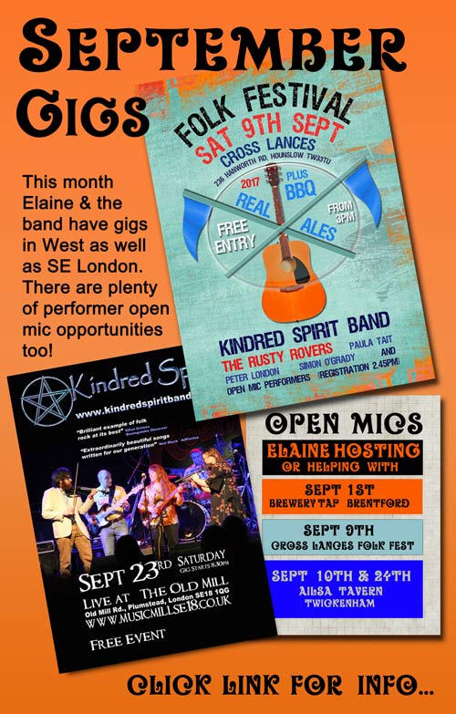 ElaineSamuels's tweet photo. @KindredSpiritUK #gigs Sept9th #FolkFestival #CrossLances #Pub #Hounslow Sept23rd @OldMillSE18 &amp; A&amp;E #OpenMicNights https://t.co/LBgzl2jr1D https://t.co/EyzyKiOwIP