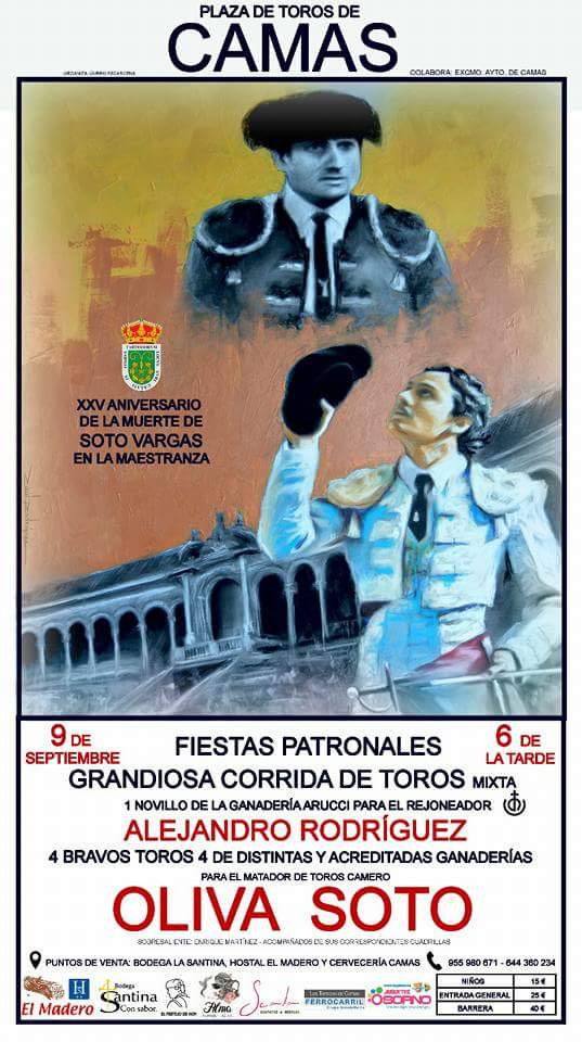 El proximo sabado no podemos faltar a uno de los eventos mas emotivos. Mi amigo @PrensaOlivaSoto en la #plazatorosdecamas. Nos vemos alli