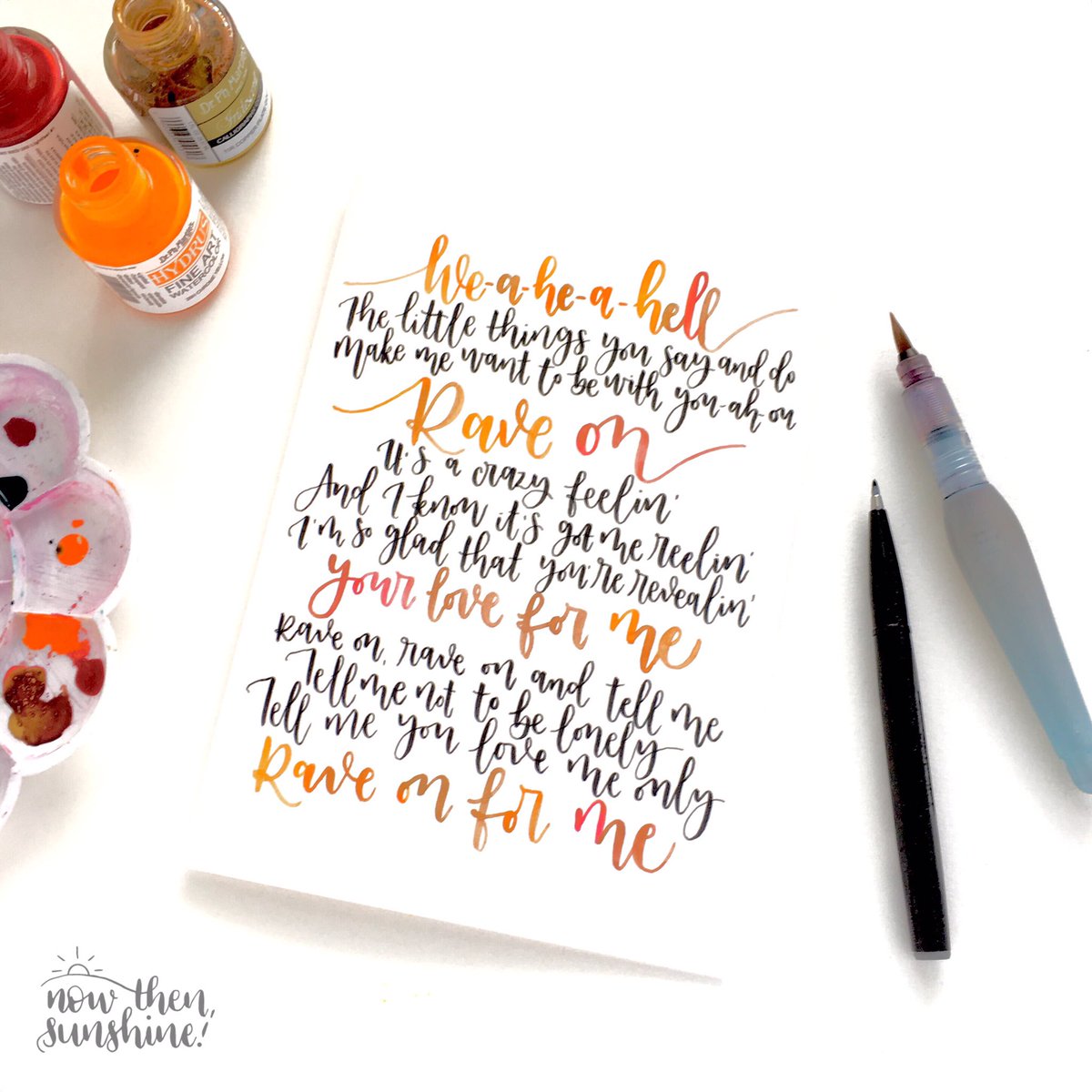 NowThenSunshine's tweet photo. Hey #HandmadeHour! I'm a hand-lettering and watercolour artist who sells cards and cool stuff for the wall. Always up for commissions too. https://t.co/j5W5rCKjEr